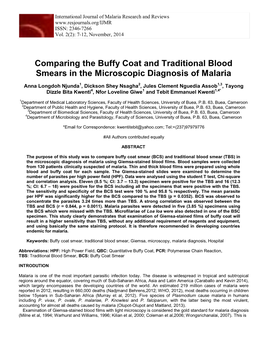 Comparing the Buffy Coat and Traditional Blood Smears in the Microscopic Diagnosis of Malaria