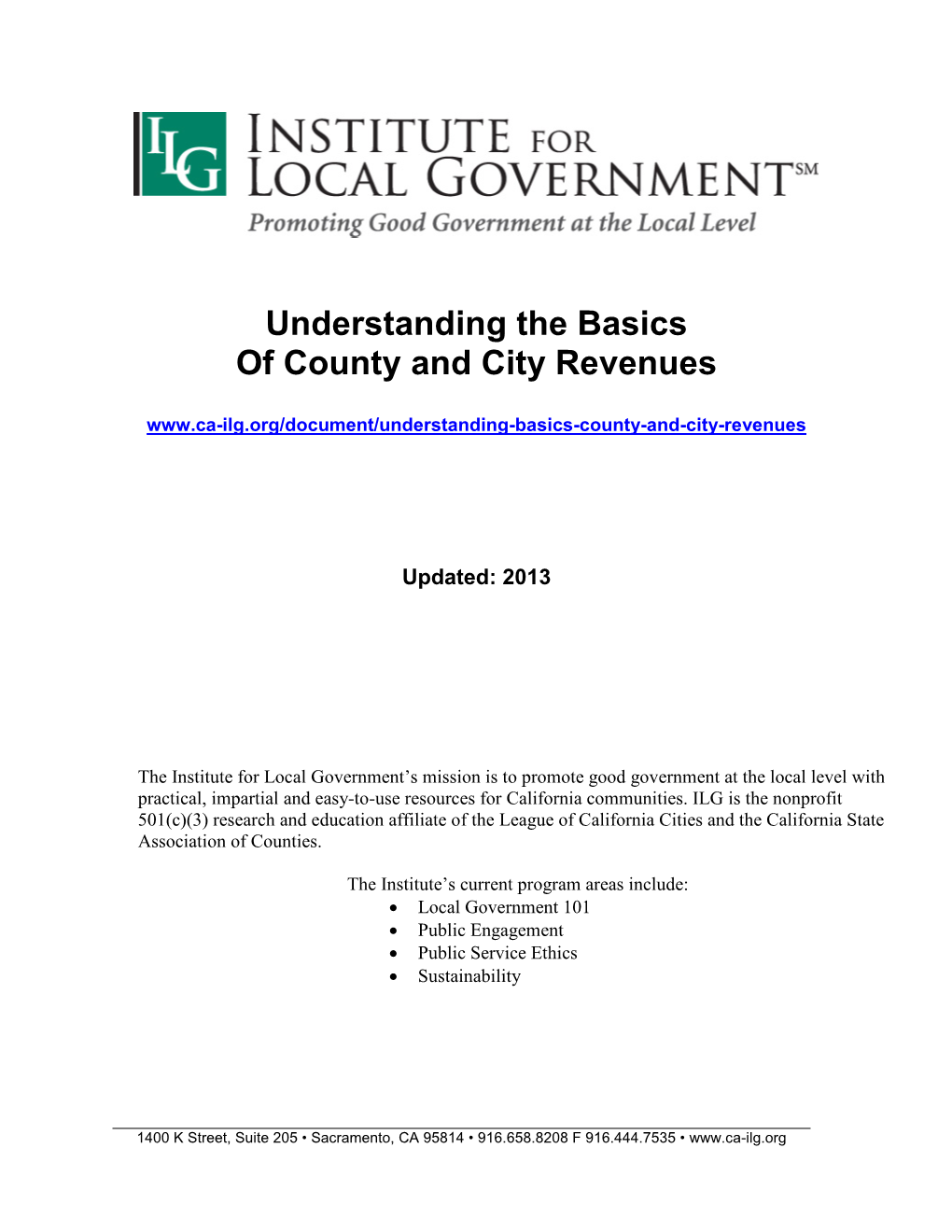 Understanding the Basics of County and City Revenues