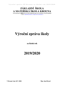 Výroční Zpráva Školy 2019/2020