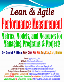 Metrics, Models, and Measures for Managing Programs & Projects
