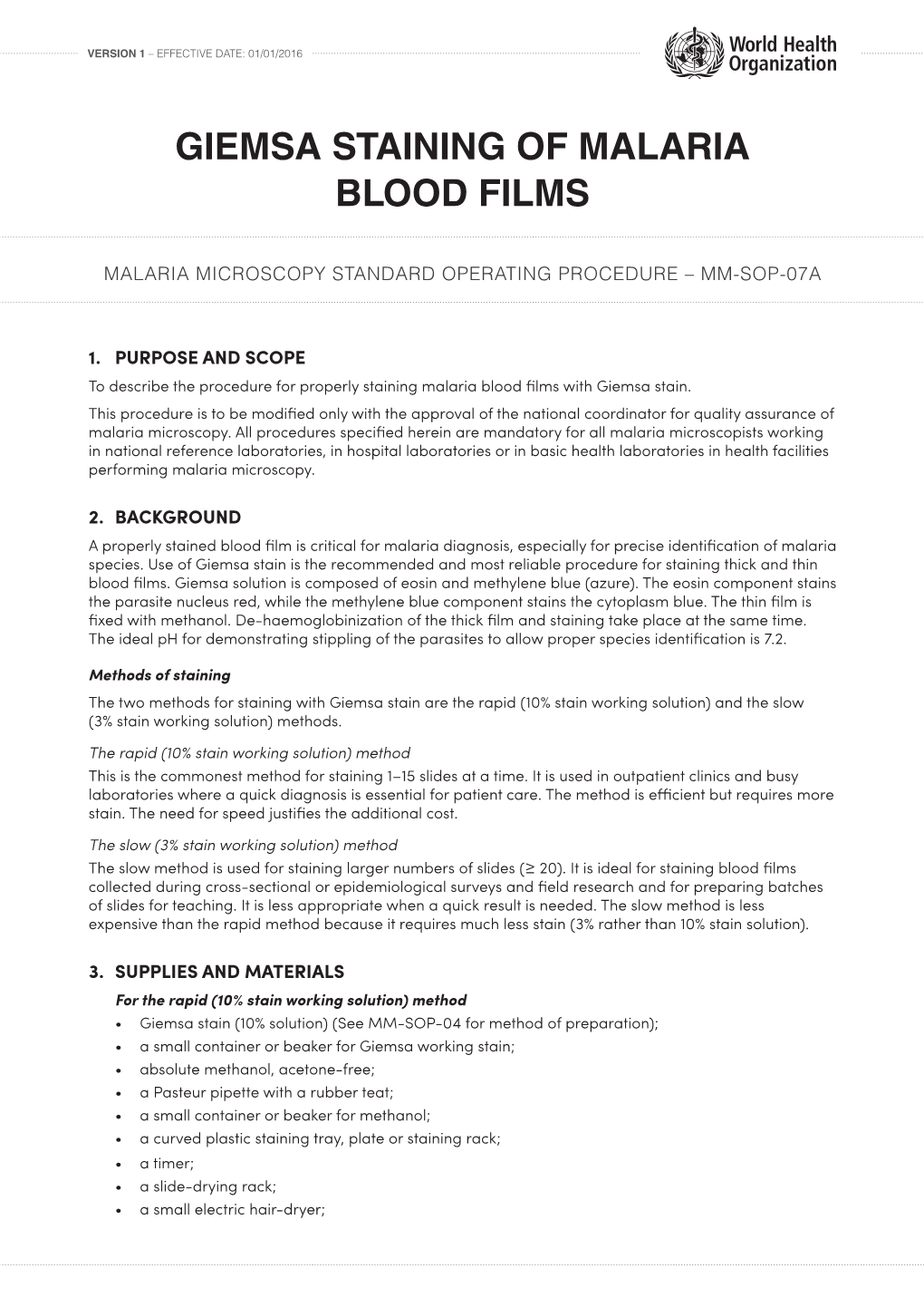 Giemsa Staining of Malaria Blood Films