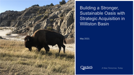 Building a Stronger, Sustainable Oasis with Strategic Acquisition in Williston Basin