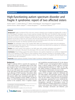 High-Functioning Autism Spectrum Disorder And
