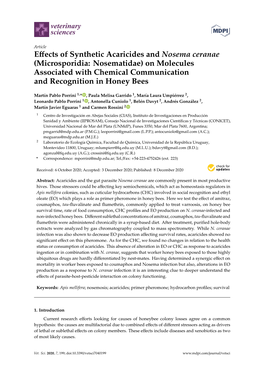 Effects of Synthetic Acaricides and Nosema Ceranae