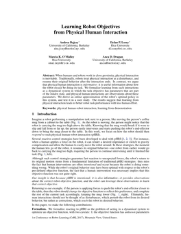 Learning Robot Objectives from Physical Human Interaction