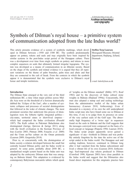 A Primitive System of Communication Adopted from the Late Indus World?