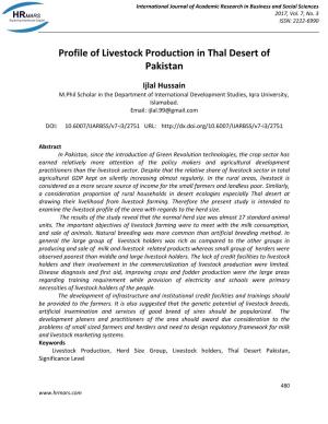 Profile of Livestock Production in Thal Desert of Pakistan