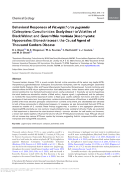 Behavioral Responses of Pityophthorus Juglandis