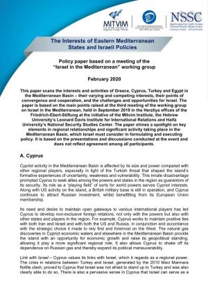 The Interests of Eastern Mediterranean States and Israeli Policies