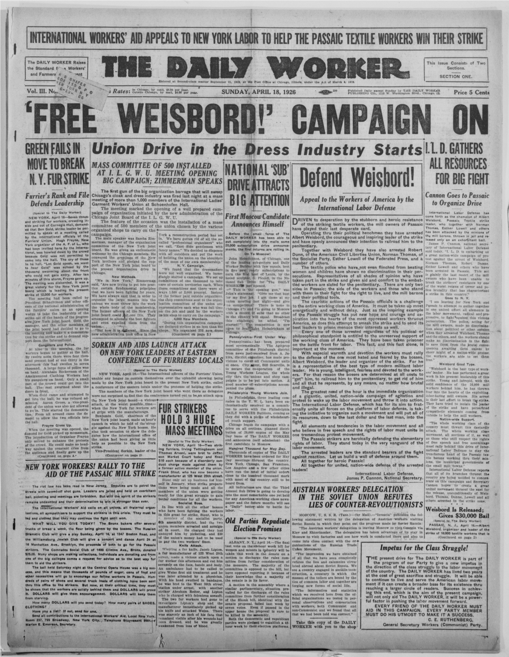 Defend Weisbord! for BIG FIGHT