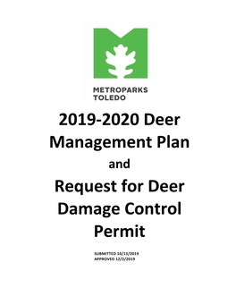 2019-2020 Deer Management Plan Request for Deer Damage Control