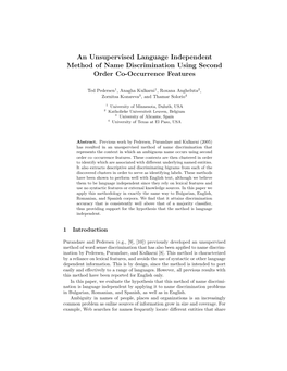 An Unsupervised Language Independent Method of Name Discrimination Using Second Order Co-Occurrence Features