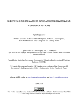 Understanding Open Access in the Academic Environment