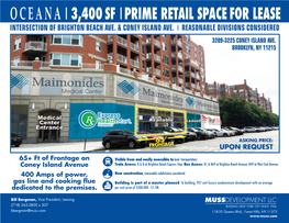 Prime Retail Space for Lease Iontecrseectaionn Ofa Brighton Beach Ave
