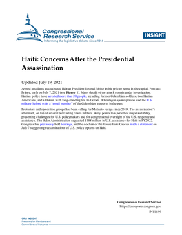 Haiti: Concerns After the Presidential Assassination