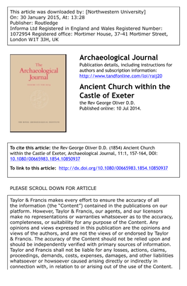 Archaeological Journal Ancient Church Within the Castle Of