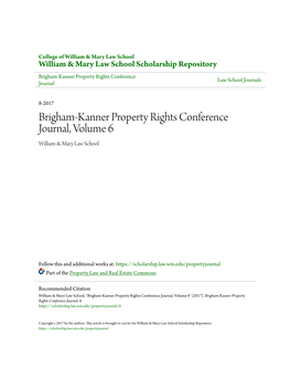 Brigham-Kanner Property Rights Conference Journal, Volume 6 William & Mary Law School