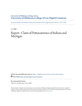 Claim of Pottawatomies of Indiana and Michigan