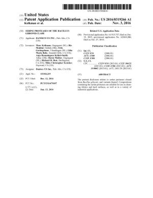 (12) Patent Application Publication (10) Pub. No.: US 2016/0319266A1 Kolkman Et Al