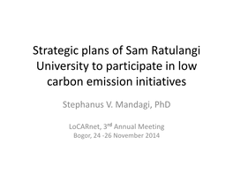 Strategic Plans of Sam Ratulangi University to Participate in Research