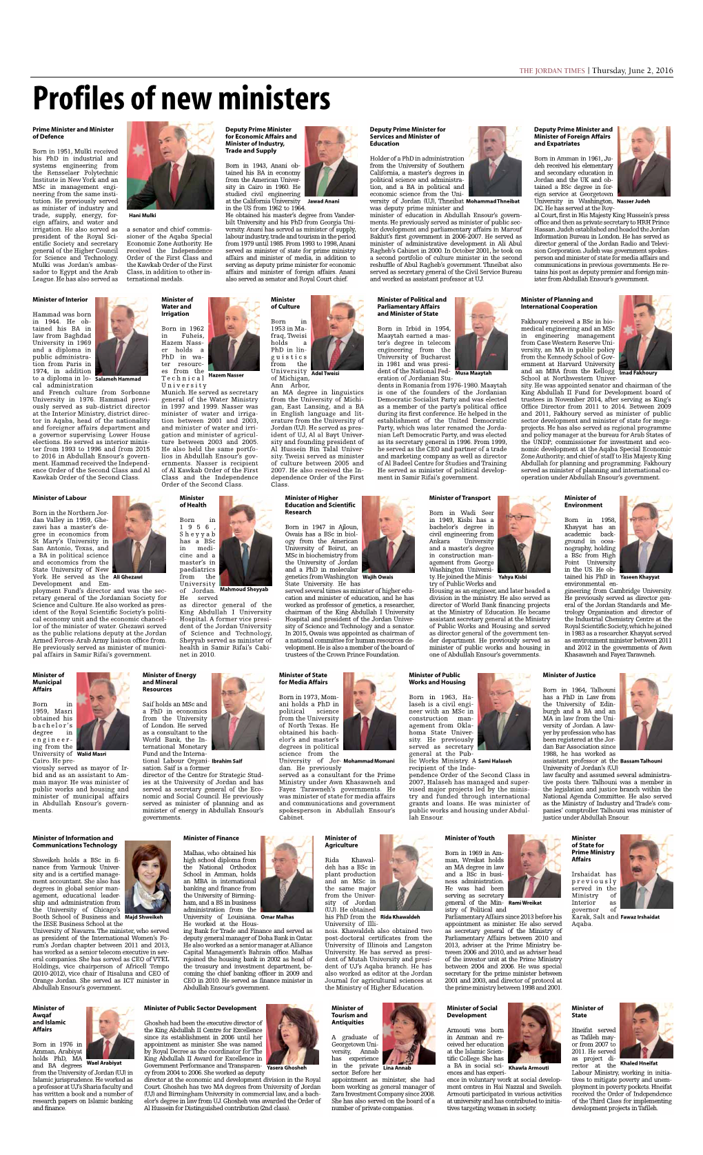 Profiles of New Ministers