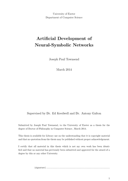 Artificial Development of Neural-Symbolic Networks