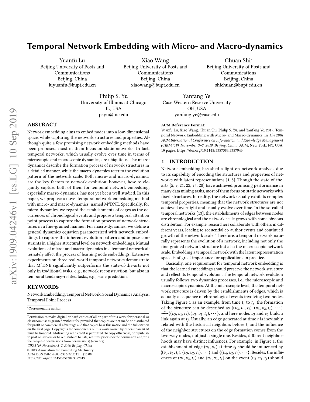 Temporal Network Embedding with Micro- and Macro-Dynamics