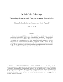 Initial Coin Offerings: Financing Growth with Cryptocurrency Token