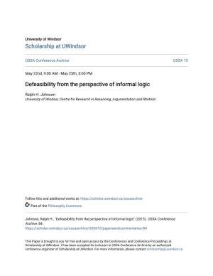Defeasibility from the Perspective of Informal Logic