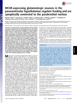 MC4R-Expressing Glutamatergic Neurons in the Paraventricular Hypothalamus Regulate Feeding and Are Synaptically Connected to the Parabrachial Nucleus