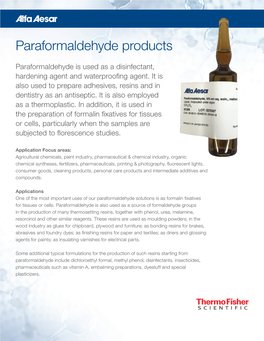 Paraformaldehyde Products
