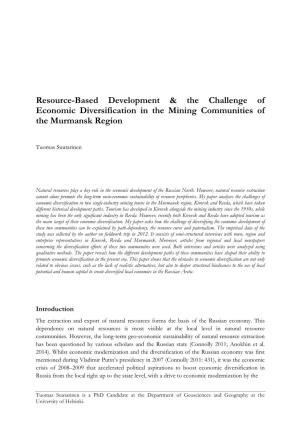 Resource-Based Development & the Challenge of Economic