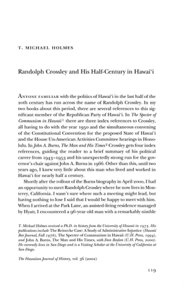 Randolph Crossley and His Half-Century in Hawai'i