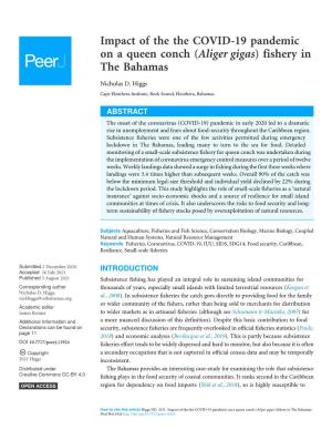 Impact of the the COVID-19 Pandemic on a Queen Conch (Aliger Gigas) Fishery in the Bahamas