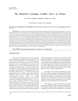The Recurrent Laryngeal Cardiac Nerve in Fetuses