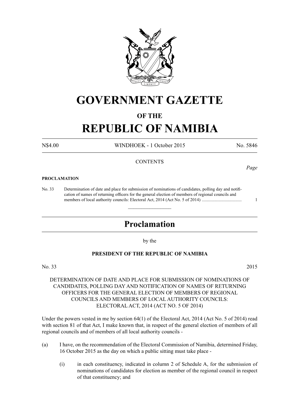 Government Gazette Republic of Namibia