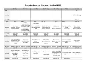 Tentative Program Calendar – Scotland 2019