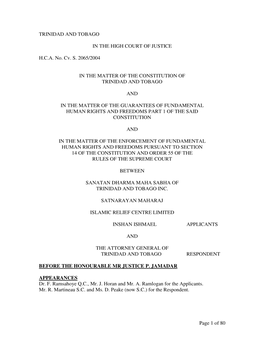 Page 1 of 80 TRINIDAD and TOBAGO in the HIGH COURT OF