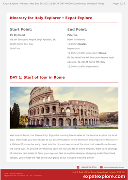 DAY 1: Rome Itinerary for Italy Explorer • Expat Explore Start Point: End Point