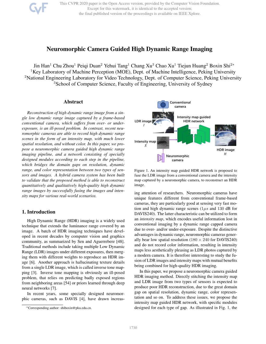 Neuromorphic Camera Guided High Dynamic Range Imaging