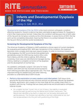 Infants and Developmental Dysplasia of the Hip Corey S
