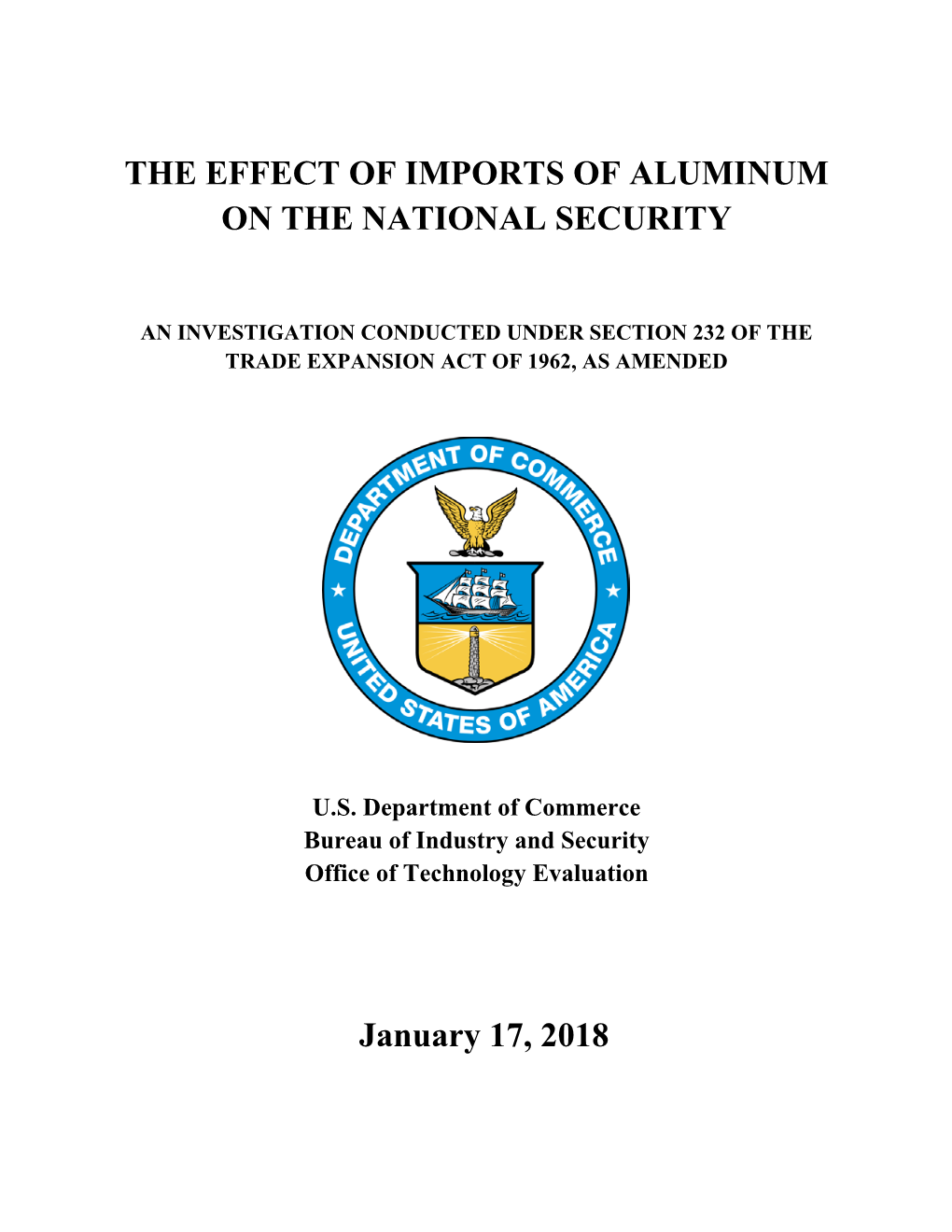 The Effect of Imports of Aluminum on the National Security