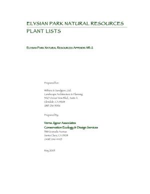Elysian Park Natural Resources Plant Lists
