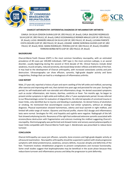 Charcot Arthropathy: Differential Diagnosis of Inflammatory Arthritis