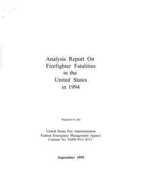 Analysis Report on Firefighter Fatalities in the United States in 1994