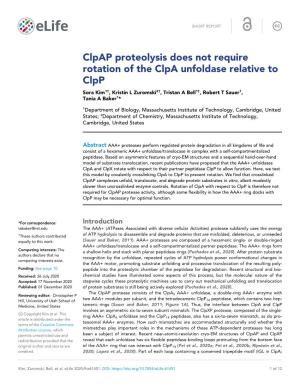Clpap Proteolysis Does Not Require Rotation of the Clpa Unfoldase