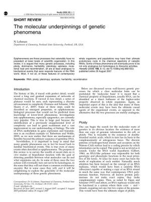 The Molecular Underpinnings of Genetic Phenomena