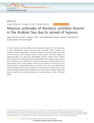 Massive Outbreaks of Noctiluca Scintillans Blooms in the Arabian Sea Due to Spread of Hypoxia