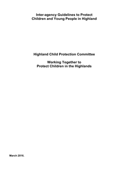 Inter-Agency Guidelines to Protect Children and Young People in Highland