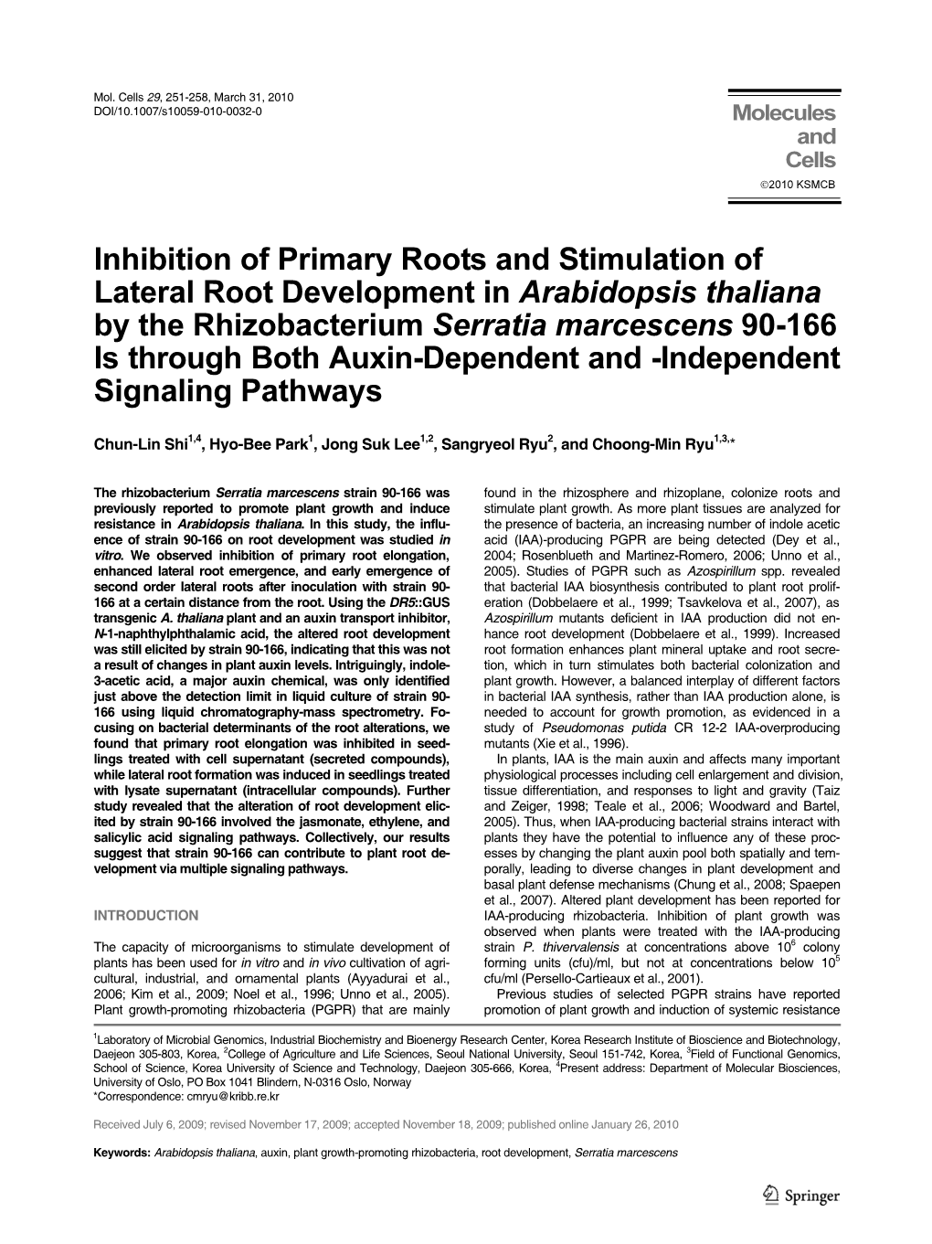 Inhibition of Primary Roots and Stimulation of Lateral Root